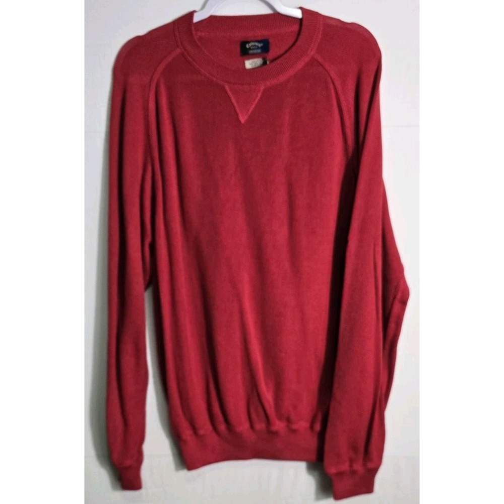 Callaway Crewneck Sweater Knit‎ Pullover Golf Casual Red Mens Extra Large NWT